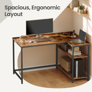 L-Shaped Corner Computer Desk with Power Outlets and Storage Shelves by Vasagle VASAGLE