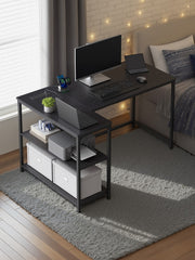 L-Shaped Corner Computer Desk with Power Outlets and Storage Shelves by Vasagle VASAGLE