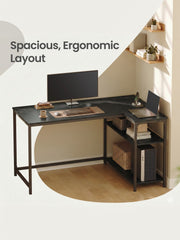 L-Shaped Corner Computer Desk with Power Outlets and Storage Shelves by Vasagle VASAGLE