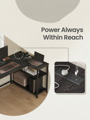 L-Shaped Corner Computer Desk with Power Outlets and Storage Shelves by Vasagle VASAGLE