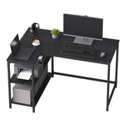 Black L Shaped Corner Computer Desk with Adjustable Storage Shelves for Gaming by Vasagle VASAGLE