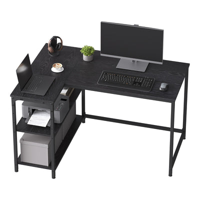 Black L Shaped Corner Computer Desk with Adjustable Storage Shelves for Gaming by Vasagle VASAGLE