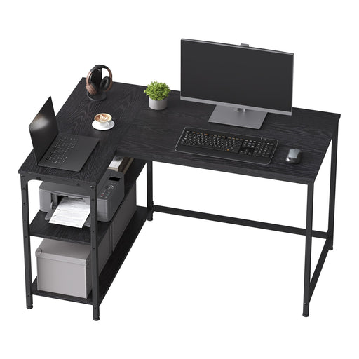 Black L Shaped Corner Computer Desk with Adjustable Storage Shelves for Gaming by Vasagle VASAGLE
