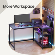 Black L Shaped Corner Computer Desk with Adjustable Storage Shelves for Gaming by Vasagle VASAGLE