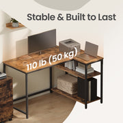 L Shaped Corner Desk with Adjustable Shelves Ideal for Gaming and Office by Vasagle VASAGLE