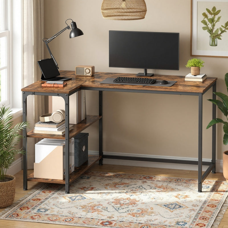L Shaped Corner Desk with Adjustable Shelves Ideal for Gaming and Office by Vasagle VASAGLE