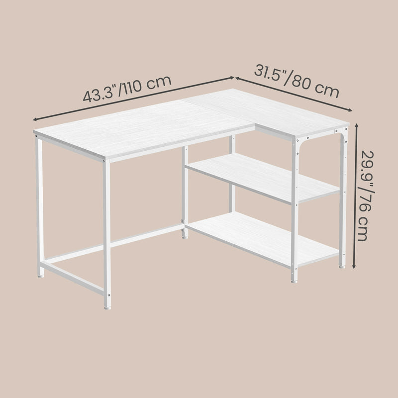 L Shaped Corner Computer Desk with Adjustable Storage for Gaming Office by VASAGLE VASAGLE