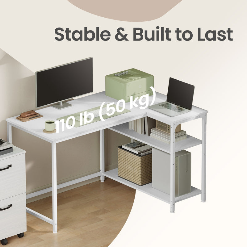L Shaped Corner Computer Desk with Adjustable Storage for Gaming Office by VASAGLE VASAGLE
