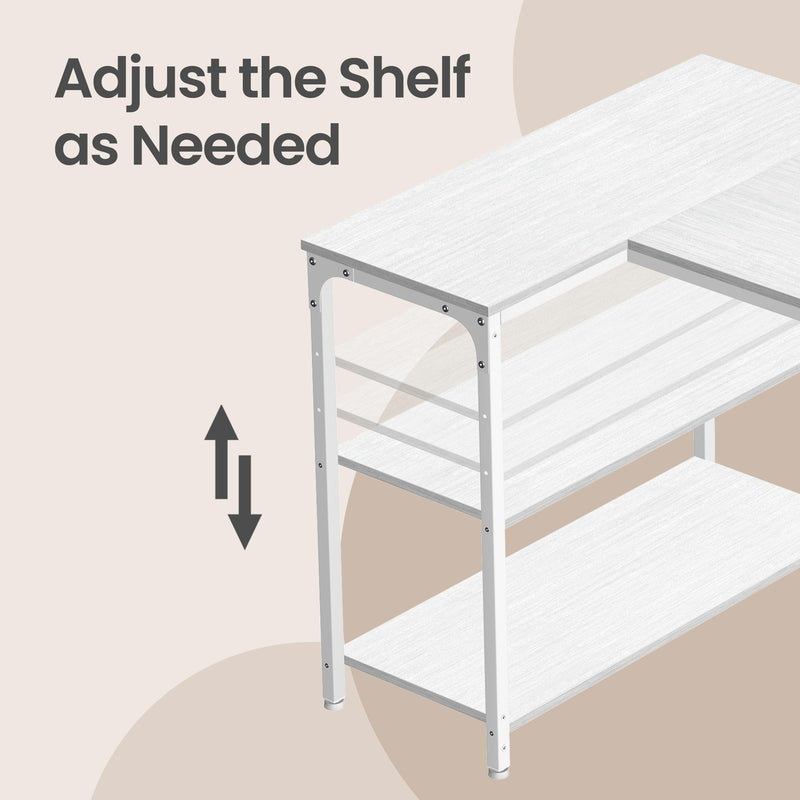 L Shaped Corner Computer Desk with Adjustable Storage for Gaming Office by VASAGLE VASAGLE