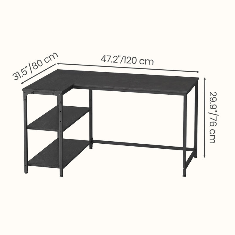 L Shaped Corner Computer Desk with Adjustable Shelves for Gaming Office by Vasagle VASAGLE
