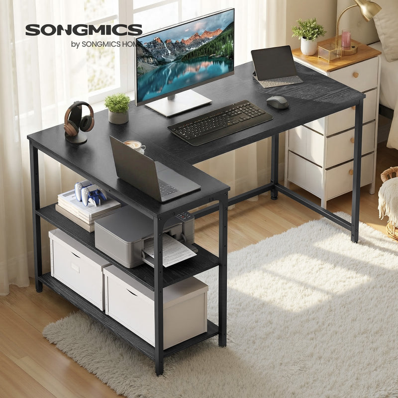 L Shaped Corner Computer Desk with Adjustable Shelves for Gaming Office by Vasagle VASAGLE