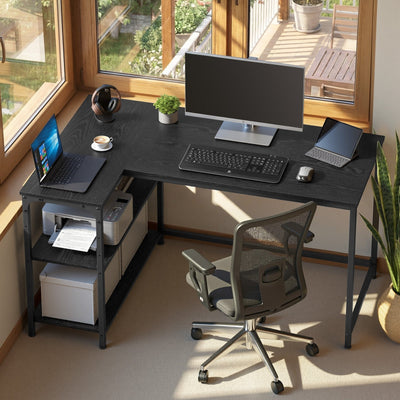 L Shaped Corner Computer Desk with Adjustable Shelves for Gaming Office by Vasagle VASAGLE