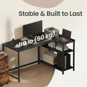 L Shaped Corner Computer Desk with Adjustable Shelves for Gaming Office by Vasagle VASAGLE