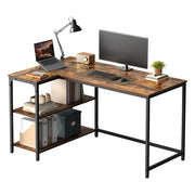 Corner Computer Desk with Adjustable Storage Shelves, L Shaped Gaming Table for Office VASAGLE