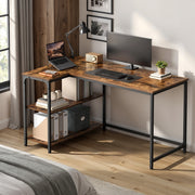 Corner Computer Desk with Adjustable Storage Shelves, L Shaped Gaming Table for Office VASAGLE