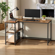 Corner Computer Desk with Adjustable Storage Shelves, L Shaped Gaming Table for Office VASAGLE