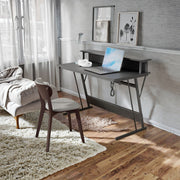 Gaming Computer Desk with Power Outlets LED Lights and Monitor Shelf by Vasagle