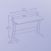 Gaming Computer Desk with Power Outlets LED Lights and Monitor Shelf by Vasagle