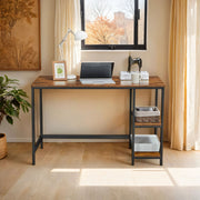 Rustic Brown Computer Desk with Adjustable Shelves 47 Inch Wide for Home Office by Vasagle