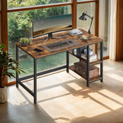 Rustic Brown Computer Desk with Adjustable Shelves 47 Inch Wide for Home Office by Vasagle