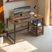 Rustic Brown Computer Desk with Adjustable Shelves 47 Inch Wide for Home Office by Vasagle