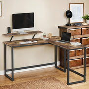L Shaped Computer Desk with Monitor Stand for Home Office Study or Gaming by Vasagle