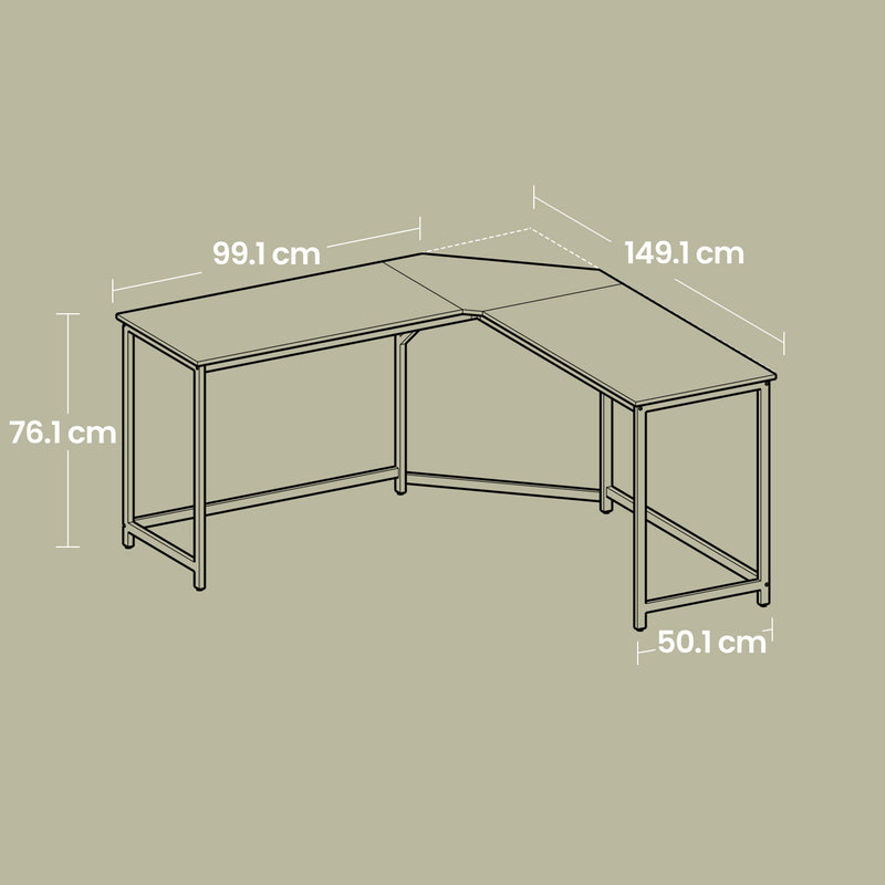 L Shaped Corner Computer Desk 149 x 149 cm Space Saving Workstation for Home Office by Vasagle
