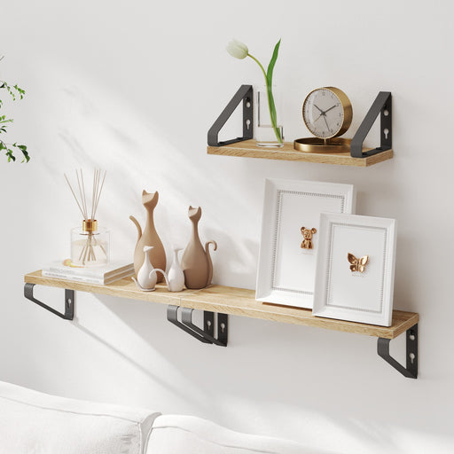 Set of 3 Wall Mounted Floating Shelves with Dual Mounting Options for Storage by Vasagle