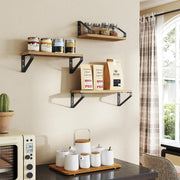 Set of 3 Wall Mounted Floating Shelves with Dual Mounting Options for Storage by Vasagle