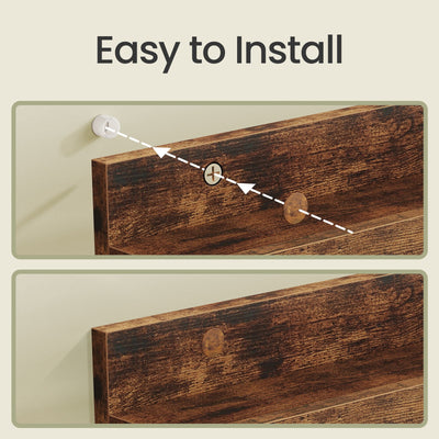 Set of 3 Wooden Floating Wall Shelves with Raised Edges for Storage and Display by Vasagle VASAGLE