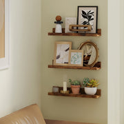 Set of 3 Wooden Floating Wall Shelves with Raised Edges for Storage and Display by Vasagle VASAGLE