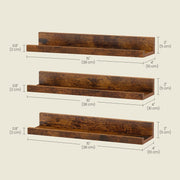Set of 3 Wooden Floating Wall Shelves with Raised Edges for Storage and Display by Vasagle VASAGLE