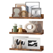 Set of 3 Wooden Floating Wall Shelves with Raised Edges for Storage and Display by Vasagle VASAGLE