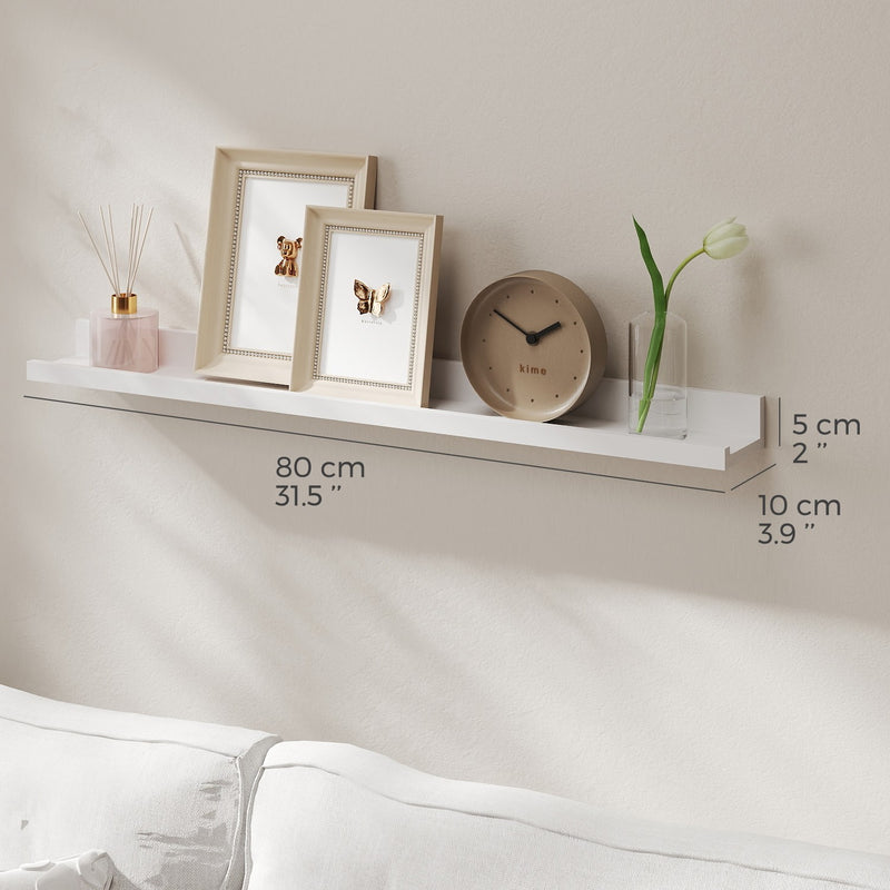 Set of 2 Floating Wall Shelves with Front Edge for Photos and Decor by Songmics