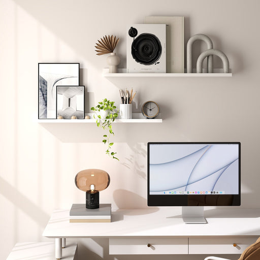 Set of 2 Floating Wall Shelves with Front Edge for Photos and Decor by Songmics