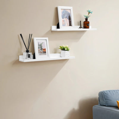 Set of 2 Floating Wall Shelves for Living Room or Bedroom Space Saving Design by Songmics
