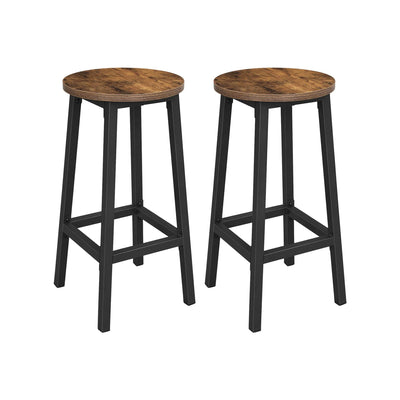 Set of 2 Kitchen Bar Stools with Steel Frame Rustic Brown & Black by VASAGLE VASAGLE