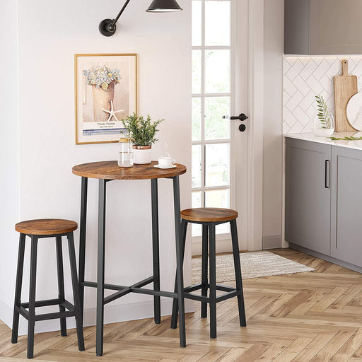 Set of 2 Kitchen Bar Stools with Steel Frame Rustic Brown & Black by VASAGLE VASAGLE