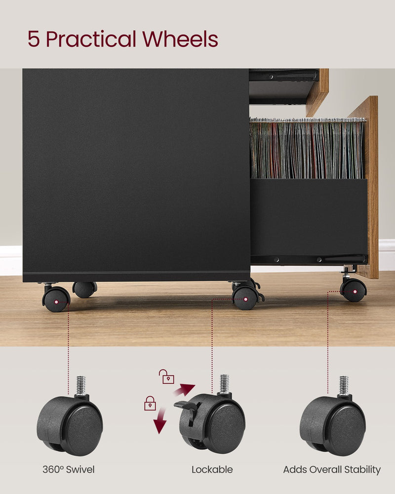 Locking Filing Cabinet with Drawers for Home Office Organisation and Security by Vasagle