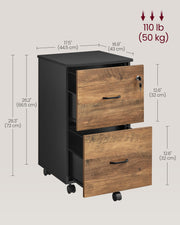 Locking Filing Cabinet with Drawers for Home Office Organisation and Security by Vasagle