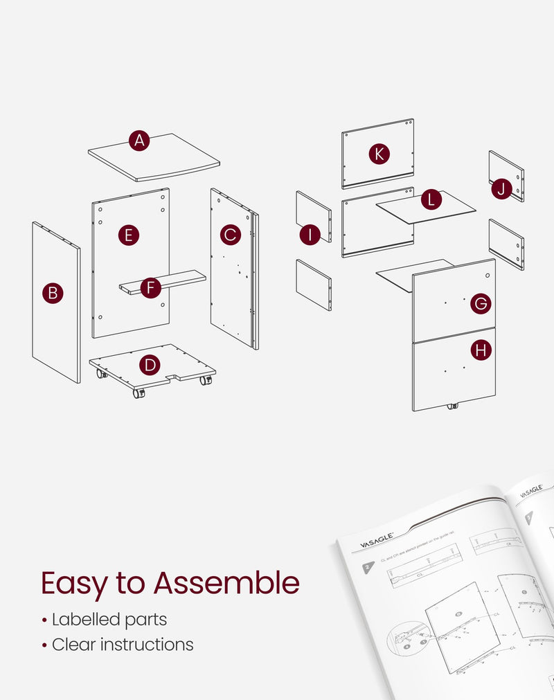 Locking Filing Cabinet with Drawers for Home Office Organisation and Security by Vasagle