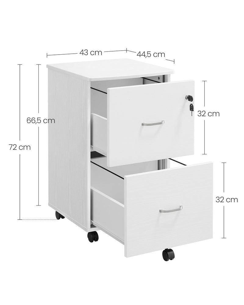 2 Drawer Locking Filing Cabinet for Home Office Organisation and Storage by Vasagle