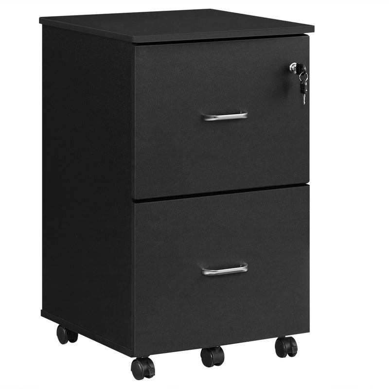 Black 2 Drawer Locking File Cabinet for Home Office Organisation and Storage by Vasagle