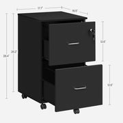 Black 2 Drawer Locking File Cabinet for Home Office Organisation and Storage by Vasagle