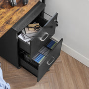 Black 2 Drawer Locking File Cabinet for Home Office Organisation and Storage by Vasagle