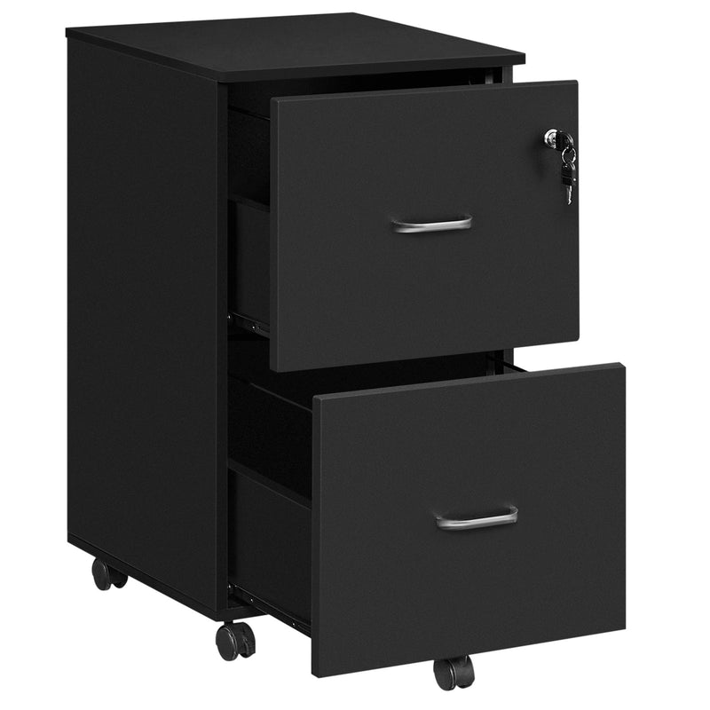 Black 2 Drawer Locking File Cabinet for Home Office Organisation and Storage by Vasagle