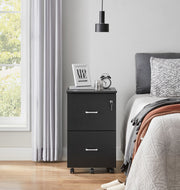 Black 2 Drawer Locking File Cabinet for Home Office Organisation and Storage by Vasagle