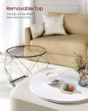 Set of 2 Round Coffee Tables in Cloud White and Ink Black for Living Room by Vasagle