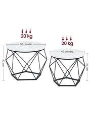 Set of 2 Round Coffee Tables in Cloud White and Ink Black for Living Room by Vasagle