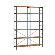 6 Tier Industrial Bookshelf Rustic Brown and Black with Open Shelves for Home Office by Vasagle